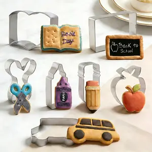 7/20-Piece Back to School Cookie Cutters Set, Stainless Steel Baking Molds with Unicorn, Spaceman, Butterfly & More, DIY Baking Tools for Back-to-School Bento, Kids Party Supplies & Creative Pastries, Easy to Clean Kitchen Gadgets & Accessories