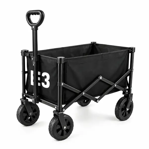 Heavy Duty Compact Foldable Handcart with High Carbon Steel Bracket, All Terrain Wheels - Multifunctional Outdoor Trolley for Yard Work, Grocery Transportation