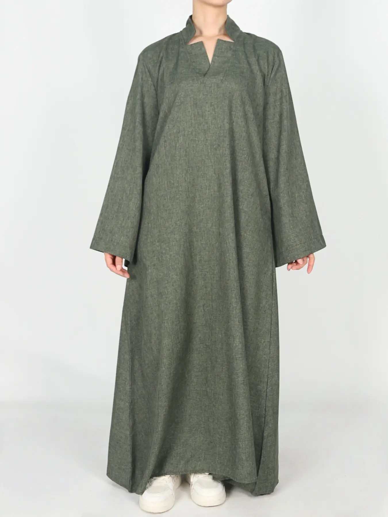 Women's Casual Loose Abaya Dress with Pockets, Daily Wear Modest Long Sleeve Kaftan, Comfortable Muslim Modesty Clothing for Women