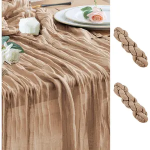 Cheesecloth Table Runner 2Pack 10FT Nude Brown Boho Gauze Cheese Cloth Table Runner for Party Long Rustic Sheer Table for Baby Bridal Shower Wedding Easter Table Decor