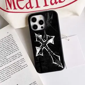 Dark Cross Art iPhone11 12 13 14 15 16Case - Gothic Aesthetic Protective Cover