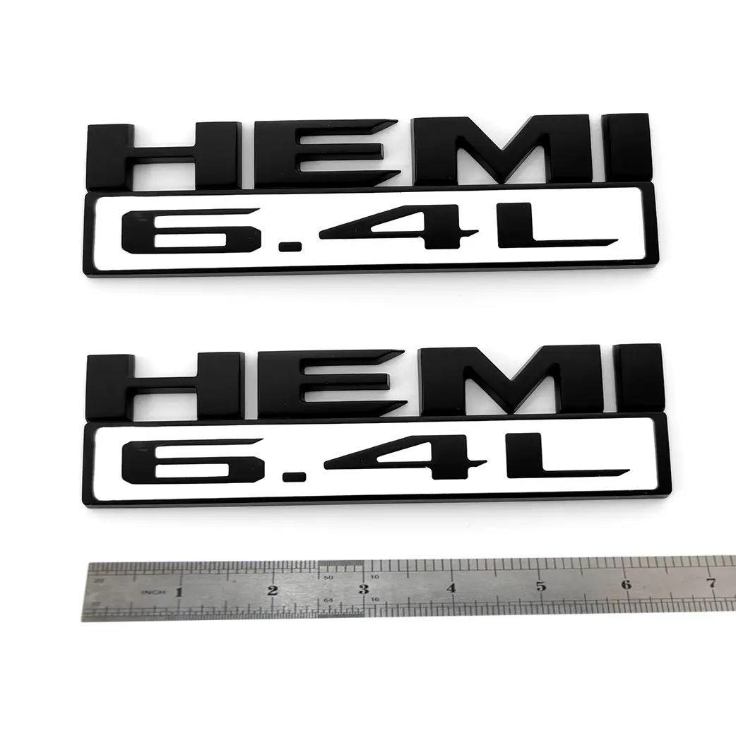 6.4L HEMI Emblem Badge Replacement 2-Pack Truck Accessories - Size Matched, Factory Look Hemi Badge Car Stickers for RAM 2500, 3500 (2019-2022) with Black, Red, White, Chrome Exterior Upgrades, 2019-2022 Ram