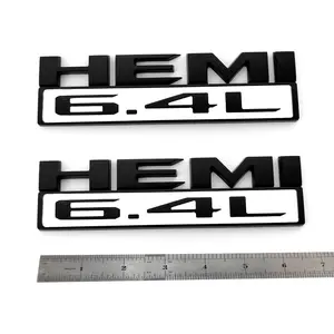 6.4L HEMI Emblem Badge Replacement for RAM 2500 3500 2019–2022, Black Red White Chrome 2-Pack Exterior Upgrade
