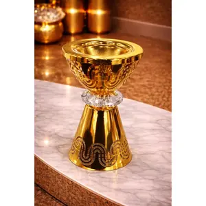 Majd Gold Crystal Waist Hourglass Table Incense Burner – Gold Scroll Arabesque