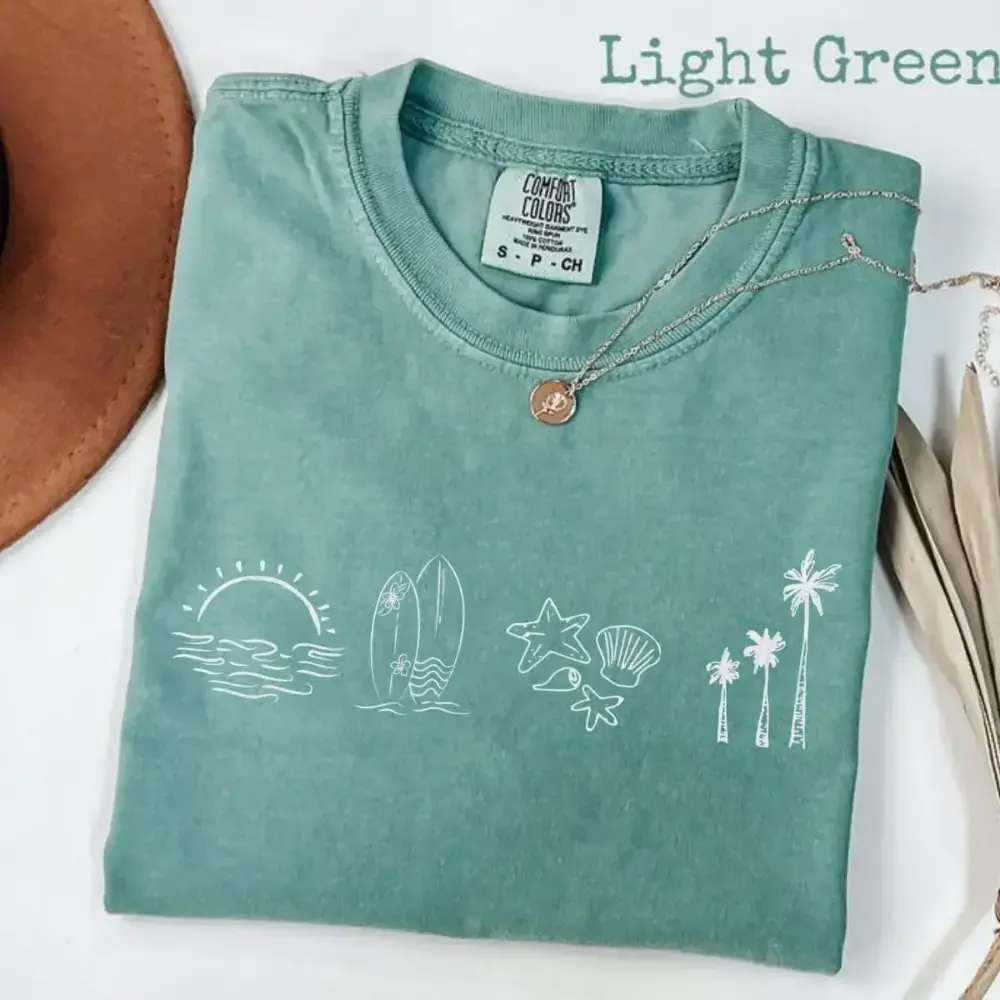 Comfort Colors Surfer Ocean 90s Vintage Style T-shirt, Retro Sea Shell Beach T-shirt, Summer Surfer Top, Ocean Lover Gift, Surfer Unisex Tee