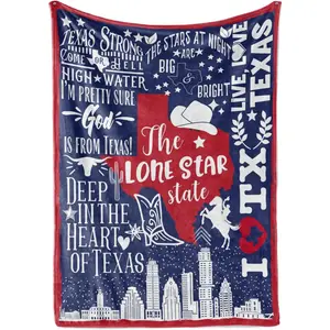 Texas Gifts Blankets Throws Bed Flannel Plush, Texan, Souvenir, Home Decor, US State Gift, Birthday Presents for Women, Men, Friends (50"x 65")