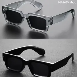 Two Pack Retro Square Sunglasses Y2K Style Black And Translucent Frames Uv400 Protective Lenses Unisex Practical Eyewear for Beach Outings Daily Travel Streetwear And Outdoor Casual Wearing