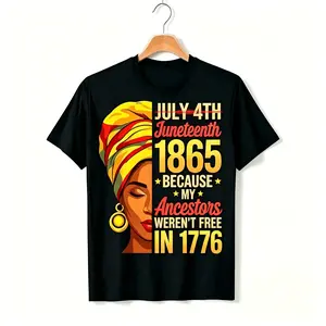 Juneteenth 1865 Graphic Tee, Black History Themed Top, Casual Apparel for African American Women
