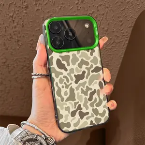 Camouflage Spot Pattern TPU Phone Case for iPhone 17 Air 16Pro Max 15 14Plus 13 12 11 Pro Max Shockproof Anti-Drop Durable Aesthetic Cover Protector Casing Smartphone Cellphone Screen Protector Black Protection Protective Cute Cat Bow Stylish Soft
