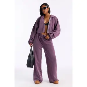 On The Go Fleece Pant Set - Purple