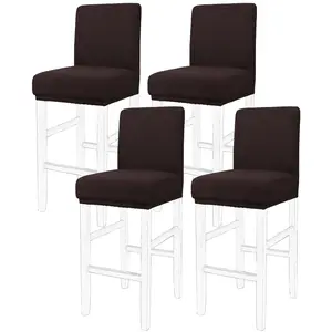 PiccoCasa 4 Pcs Bar Stool Covers Pub Counter Stool Cover Chair Seat Cover Washable Slipcovers for Dining Room Kitchen Height Counter Chairs Dark Brown