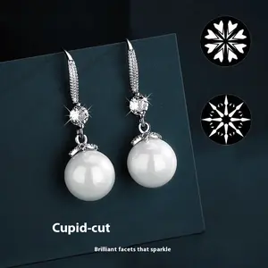 Pearl Earrings 925 Sterling Silver Moissanite Earrings Long Earrings moissanite  gem