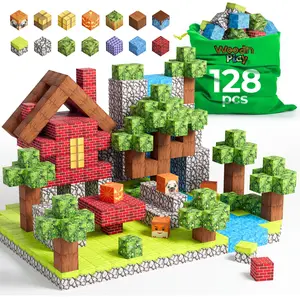 WoodnPlay Magnetic Blocks 128PCS - STEM Building Blocks & Magnet Cubes for Ages 3-5 & 5-7, Montessori Magnetic Blocks, Sensory and Engaging Play Experience