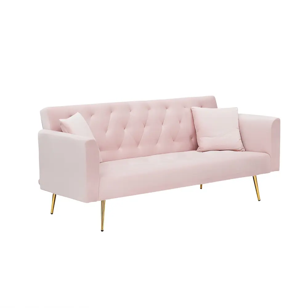 71-in Reversible Velvet Fabric Couple Sofa with Square Arms - American Retro Style, Requires Assembly, Ideal for Small Living Rooms, Bedrooms