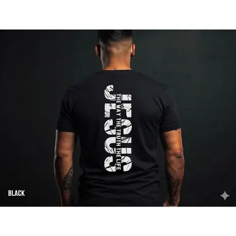 Men's Christian 2026 Round Neck Soft Cotton T-Shirt - Menswear Streetwear Christian Graphic Tee, Jesus Faith Over Fear Shirt, Full Size, Full Color Fabric Sports Top, Shortsleeve