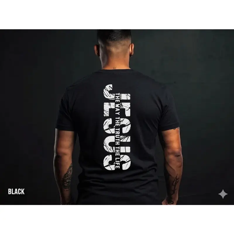 Men's Christian 2026 Round Neck Soft Cotton T-Shirt - Menswear Streetwear Christian Graphic Tee, Jesus Faith Over Fear Shirt, Full Size, Full Color Fabric Sports Top, Shortsleeve