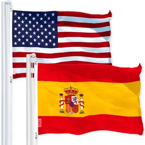 G128 Combo Pack: USA  3x5 Ft 150D Printed Stars & Spain (Spainish) Flag 3x5 Ft 150D Printed