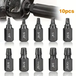 NANWEI 10Pcs Screw Extractor Set for Damaged Bolts, 10-Size Multi-Spline Easy Out Drill Bits (1/8 to 13/32 Inch) - Alloy Steel Broken Stud & Pipe Removal Tool Kit