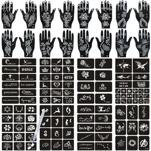 Tattoo Stencils 124 PCS,24 Sheets Black Tattoo Templates,Reusable Tattoo Stencils Kit for Women Teens Girls,DIY Tattoo Stencils,Body Art Stencils Christmas Gift
