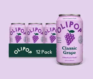 OLIPOP Classic Grape Prebiotic Soda – Low Sugar Grape Sparkling Drink (Pack of 12)