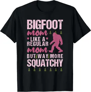 Bigfoot Mothers Day Mom Squatch Funny Sasquatch Distressed T-Shirt