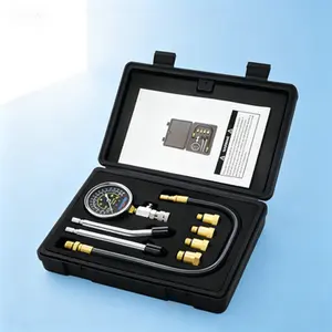 Engine Compression Tester Kit, 8Pcs Automotive Gas Pressure Gauge Set, Engine Compression Gauge for Gasoline Engine, Professional Cylinder Leak Detector for Motorcycle Car Truck, Reusable Diagnostic Tool
