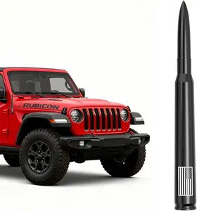 American Flag, Black, Short Bullet Truck Antenna for Jeep, Wrangler, Gladiator, Anti-Theft Car Wash Safe Replacement, Exterior Accessories