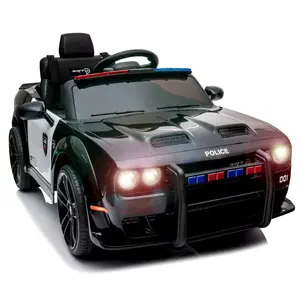 GARVEE Licensed Dodge Challenger 12V Police Design Electric Ride On Car - Remote Control, LED Lights, Bluetooth, MP3, Battery-Powered Vehicle for Kids