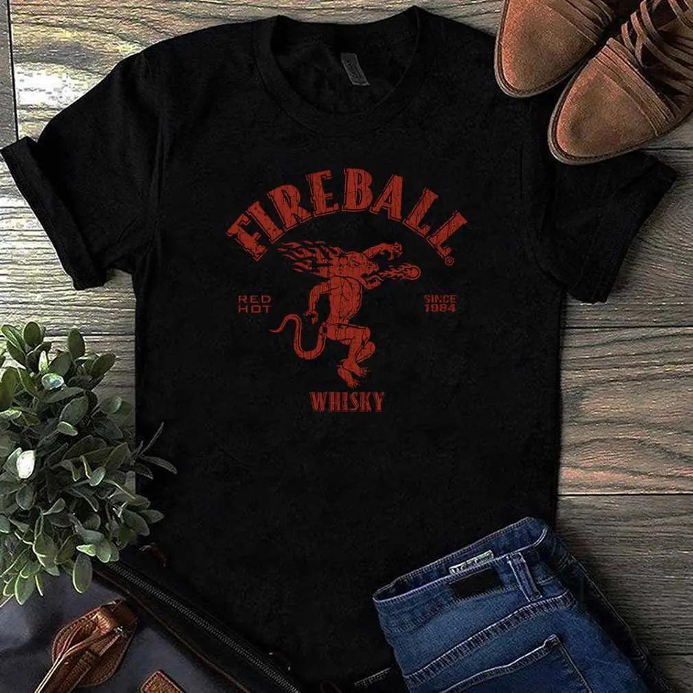 Vintage- Fireball Wisky Since 1984 Red T-Shirt