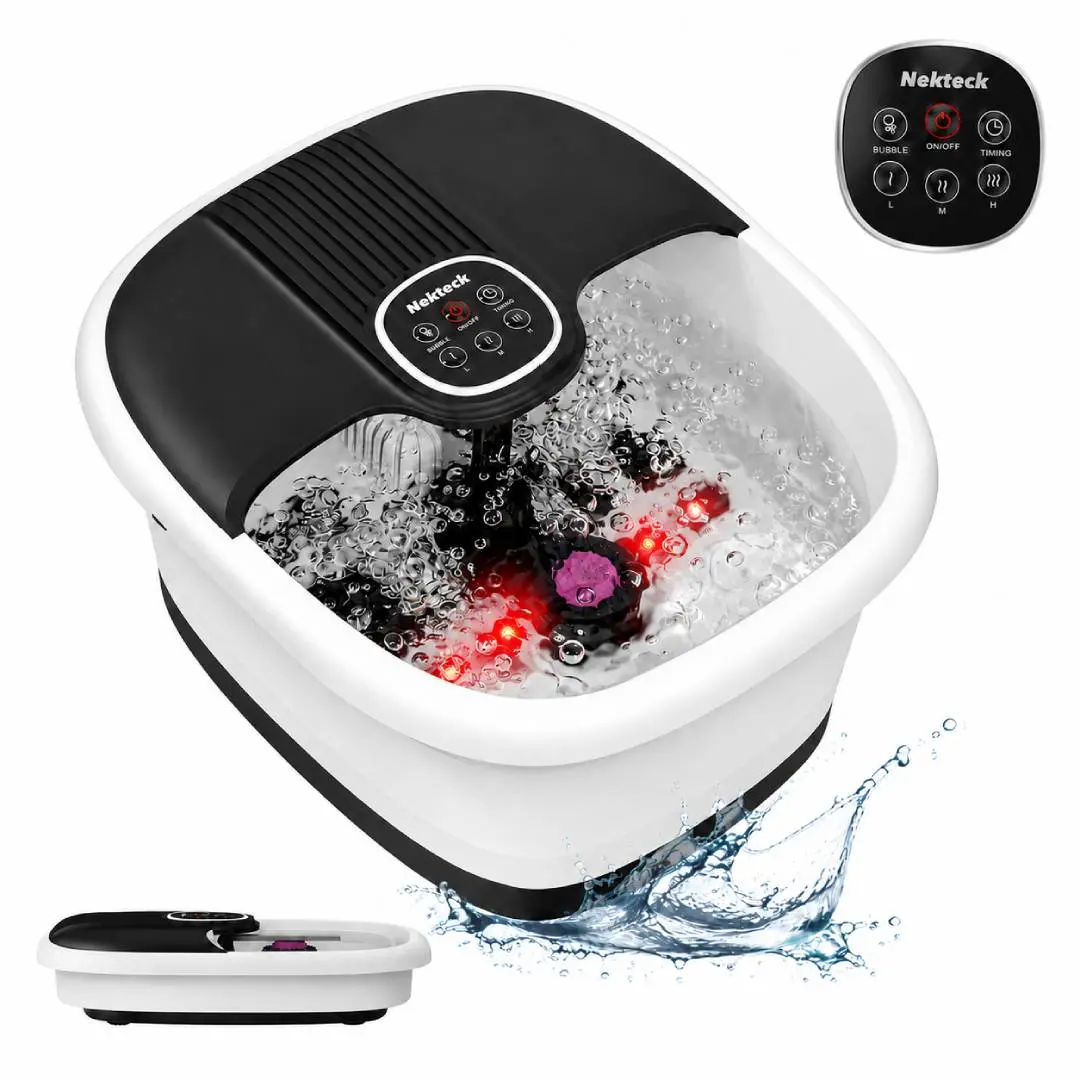 Nekteck Collapsible Electric Foot Spa Bath With Heat Bubbles Vibration Massage Jets Remote Control Pumice Stone Foot Massager Soothe Tired Feet Perfect Gift For Men Women Parents Family