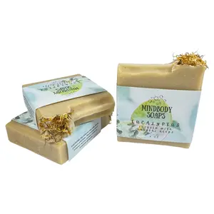 Eucalyptus Scent Handcraft Artisan Soap Bar Infused with Natural Herbs ~ Colloidal Oatmeal ~ Hibiscus Powder ~ Aloe Vera ~ Cold Process Soap