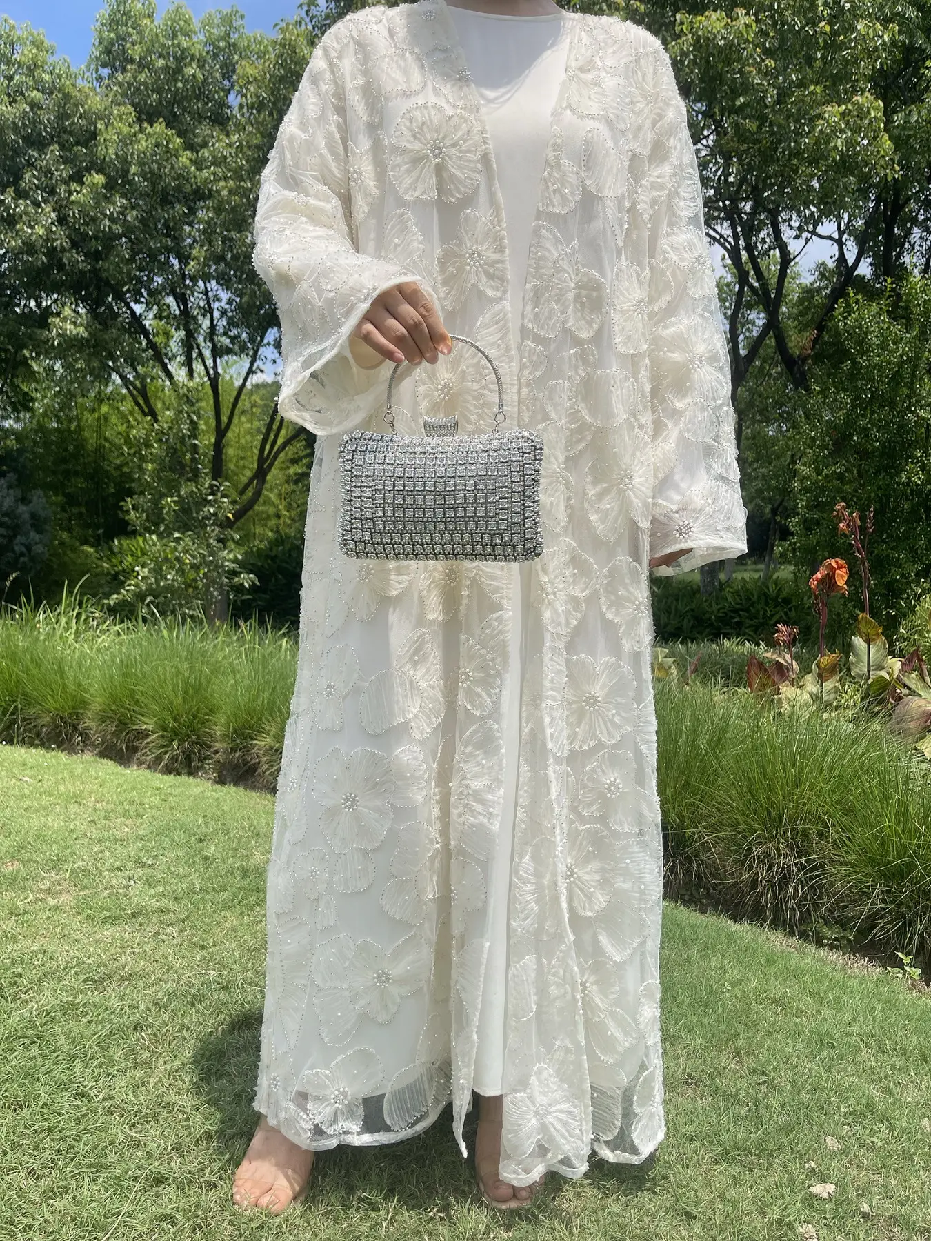 Women's Elegant Floral-Beaded Wedding Abaya Set, Floral Embellished Abaya with Matching Dress, Perfect for Spring & Fall Fashion - TikTok Shop Women's Elegant Floral-Beaded Wedding Abaya Set, Floral Embellished Abaya with Matching Dress, Perfect for Spring & Fall Fashion - TikTok Shop