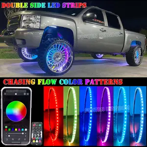15.5" 17" Double Rows Dream Chasing Flow Color LED Wheel Ring Light Multi Color Modes Lights Illuminated Device by App Control