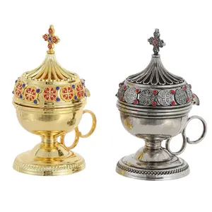 Orthodox Church Incense Burner, Zinc Alloy Plated  with Gold And Silver, Church Supplies, Gift for Priest, Prayer, Purify the Air, Easter