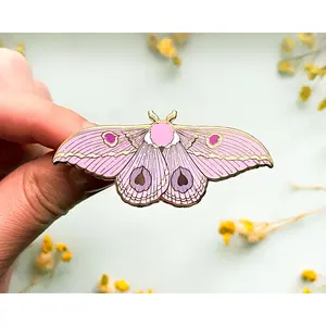 Dognin's Pink Bullseye Moth (Leucanella apollinairei) Enamel Pin