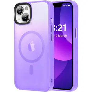 Magnetic for iPhone 13 Case/iPhone 14 Case, [Compatible with Magsafe & Military-Grade Protection] Slim Translucent Matte Phone Case for iPhone 13/14 6.1 inch,Light Purple
