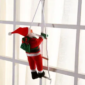 Christmas Santa Climbing Ladder Ornament, Window Display Decoration, Holiday Party Prop, Home Decor Scene Setup, 1 Piece