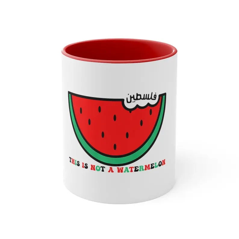 Palestine Watermelon 11oz Coffee Mug, Stand with Palestine, Vibrant Design, Perfect Gift