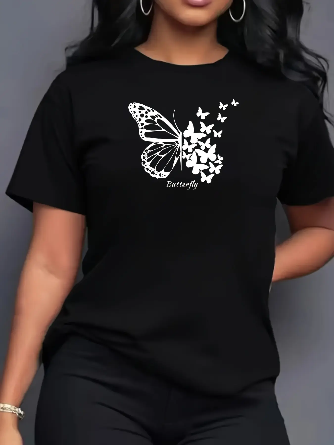 Men's Graphic T-Shirt with Aesthetic Butterfly Print, Stylish Casual Crew Neck Top in Soft Lightweight Knit Fabric, Unisex Short-Sleeve Tee