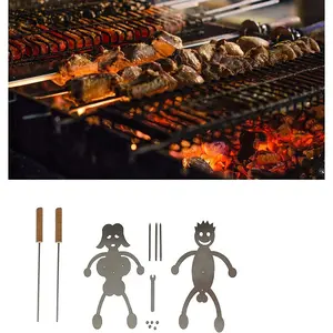 2Pcs Upgrade Hot Dog Roaster Stainless Steel Marshmallow Roasters with Sticks Campfire Barbecue Forks Funny BBQ Grill Accessories for Party Family Dinner Screw-Retained 15.7 inch