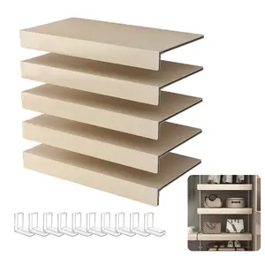 ( OAK Color ) 5 Pcs Wire Shelf Covers Foamed PVC Wire Rack Covers for Removable Closet (Not Wood) Pantry Shelves for Cabinet Bathroom Kitchen Shelving Decoration