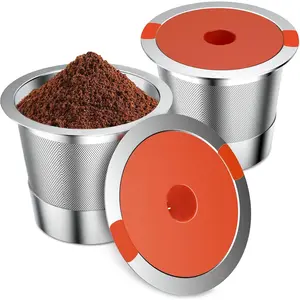2 Pack Reusable K Cups coffee pods for 1.0 and 2.0:Stainless Refillable K Cups- Reusable K Cups for Coffee Machine SUS 304‌ Non-BPA
