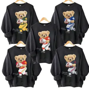 Football All Team Graphic Black Sweatshirt Pullover Vintage Sport Varsity Crewneck Custom Team Cotton GIft