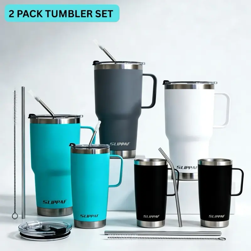2 Pack Tumbler Set  30oz & 20oz Stainless Steel Travel Mug with Handle &  Straw | Hot & Cold Drinks Drinkware Bottles Water Bottles Coffee Flasks -  TikTok Shop