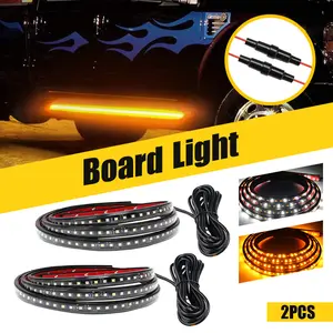 2x 70" Running Board LED Light DRL Side Step Strip Bar Amber White Turn Signal