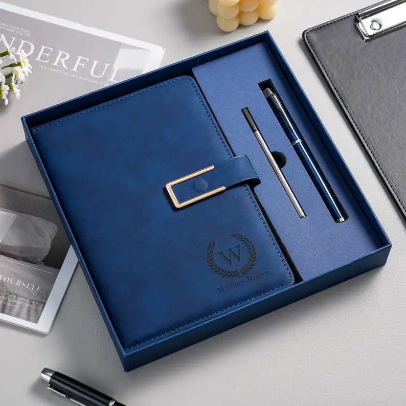 Personalized Leather Journal Set with Pen, Back to School Gift for Teachers & Students