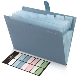 SKYDUE Expanding File Organizer with 8 Pockets, Accordion File Folders with Labels, Portable Document Paper Bill Receipt Organizer, Home College School Office Supplies, Letter Size, Blue
