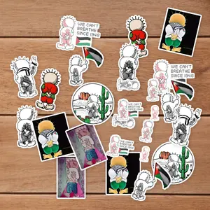 Stickers Pack 20 Pcs Handala Aesthetic Guitar Luggage Colorful Laptop Water Vinyl Bumper Skateboard Waterproof Bottle Bike Car