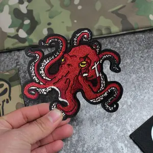 Octopus Tactical Patch Funny Hook&Loop Embroidered Patches Airsoft Morale Badge Military Army Backpack Stickers