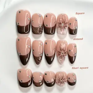 Live | CuraTique | Velvet Choco Glow 10PCS Handmade Press On Nails REUSABLE 3D Gel Spring 2026 / Light Luxury、Lovely、Gorgeous